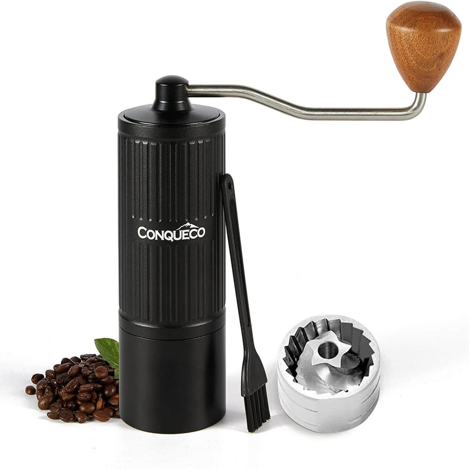 Burr Hand Coffee Grinder  Stainless Steel Portable – Black Powder
