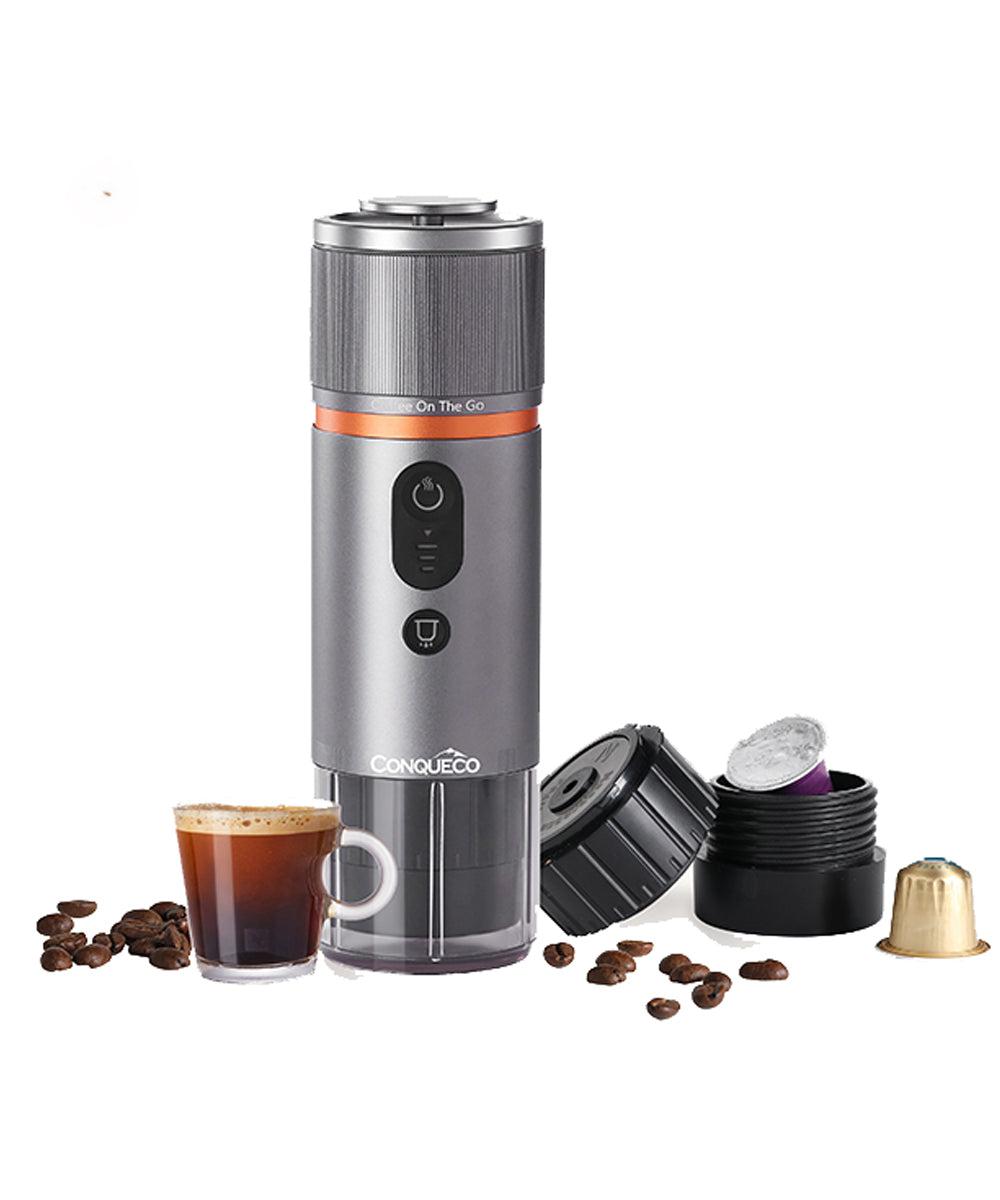Portable Coffee Machine Travel - 12v Car Espresso Maker with Battery for Camping - Small Electric - 3 Mins Heating - Rechargeable USB Charging (Silvery)