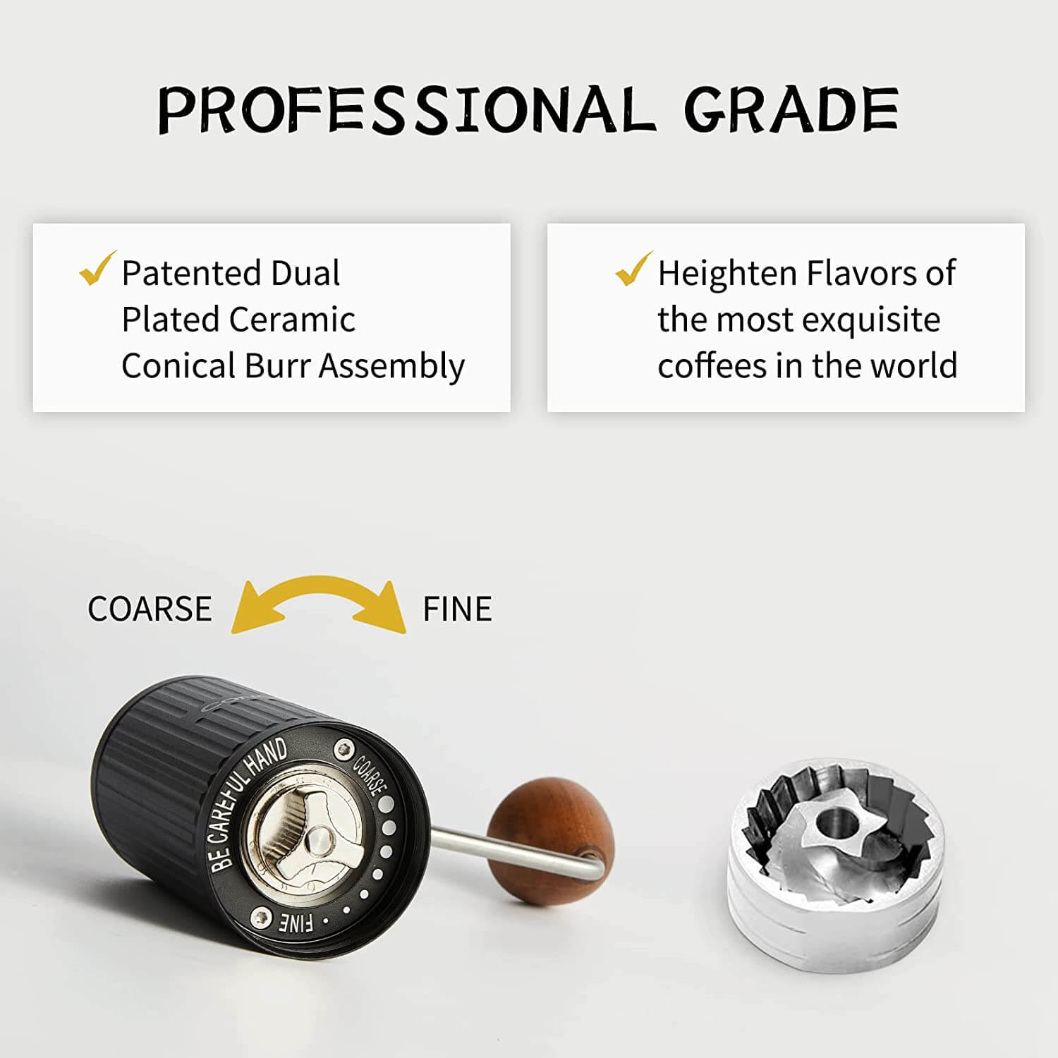 Burr Hand Coffee Grinder  Stainless Steel Portable – Black Powder Coffee