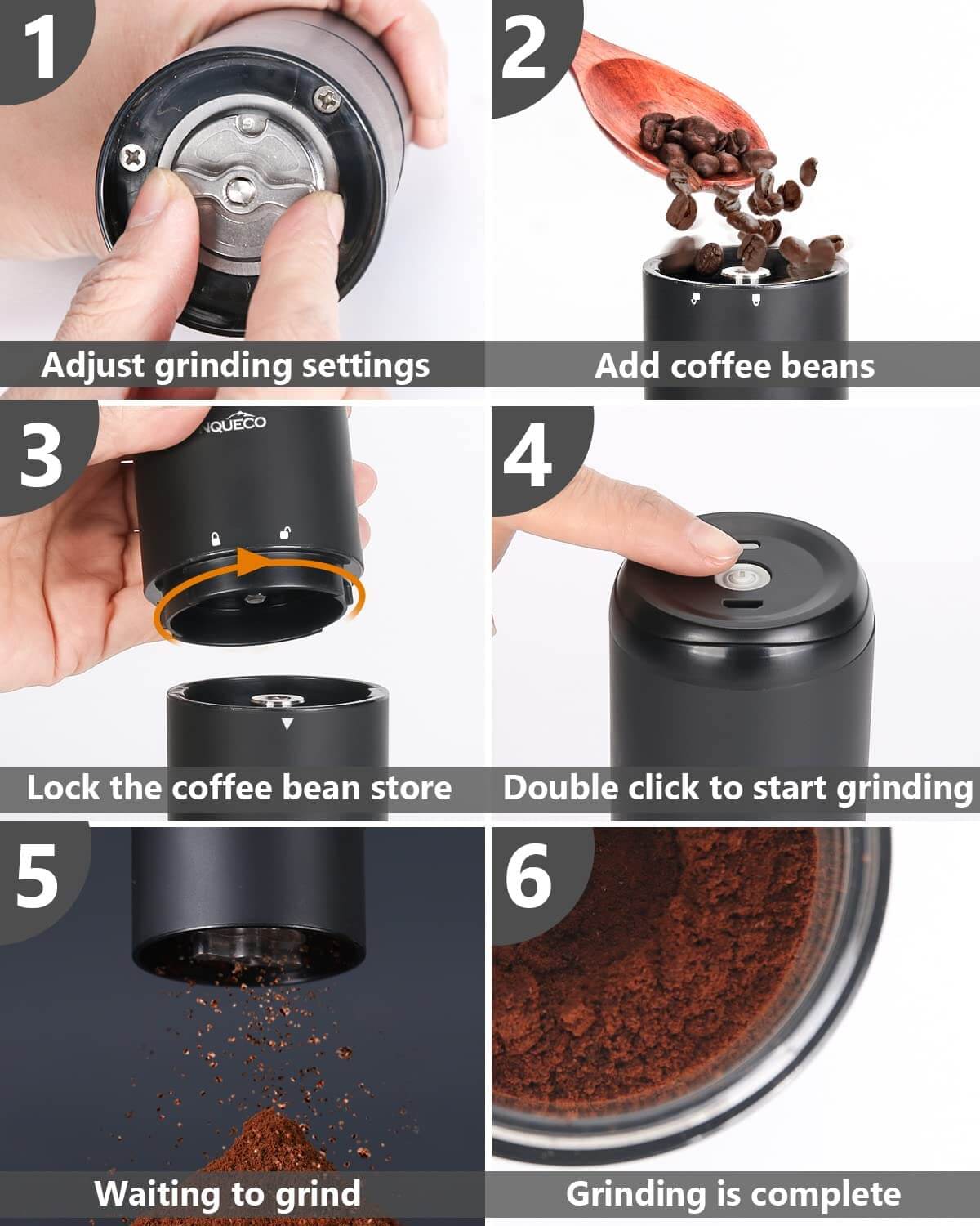 GIANXI Electric Coffee Grinder Charging Mini Coffee Bean Mill